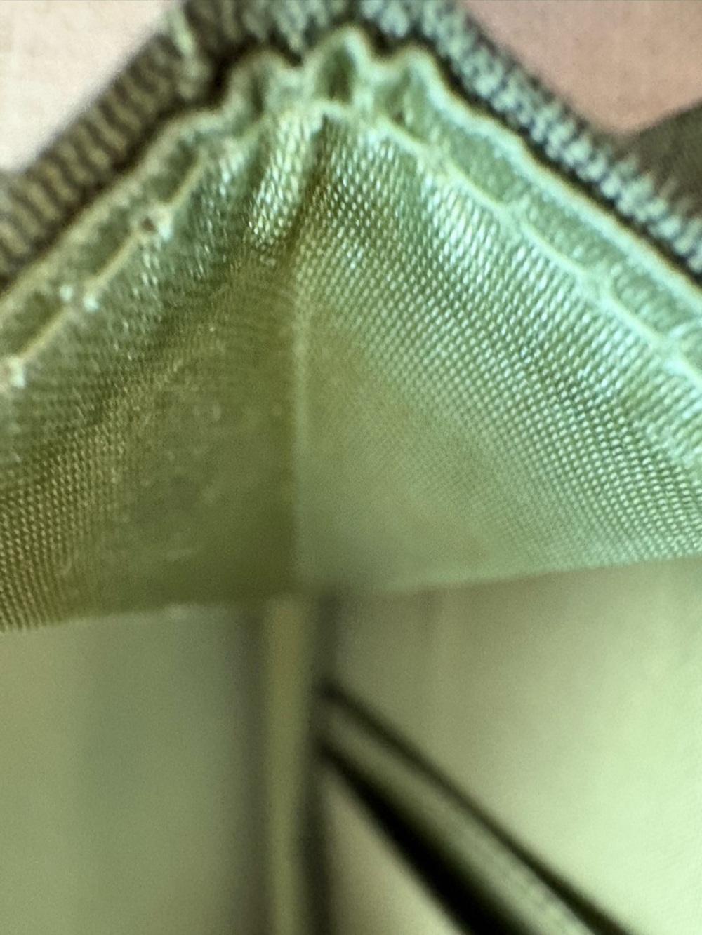 Talbots Sage Green Linen Silk Mini Bag Beaded Handle Structured Evening Clutch - Picture 7 of 10